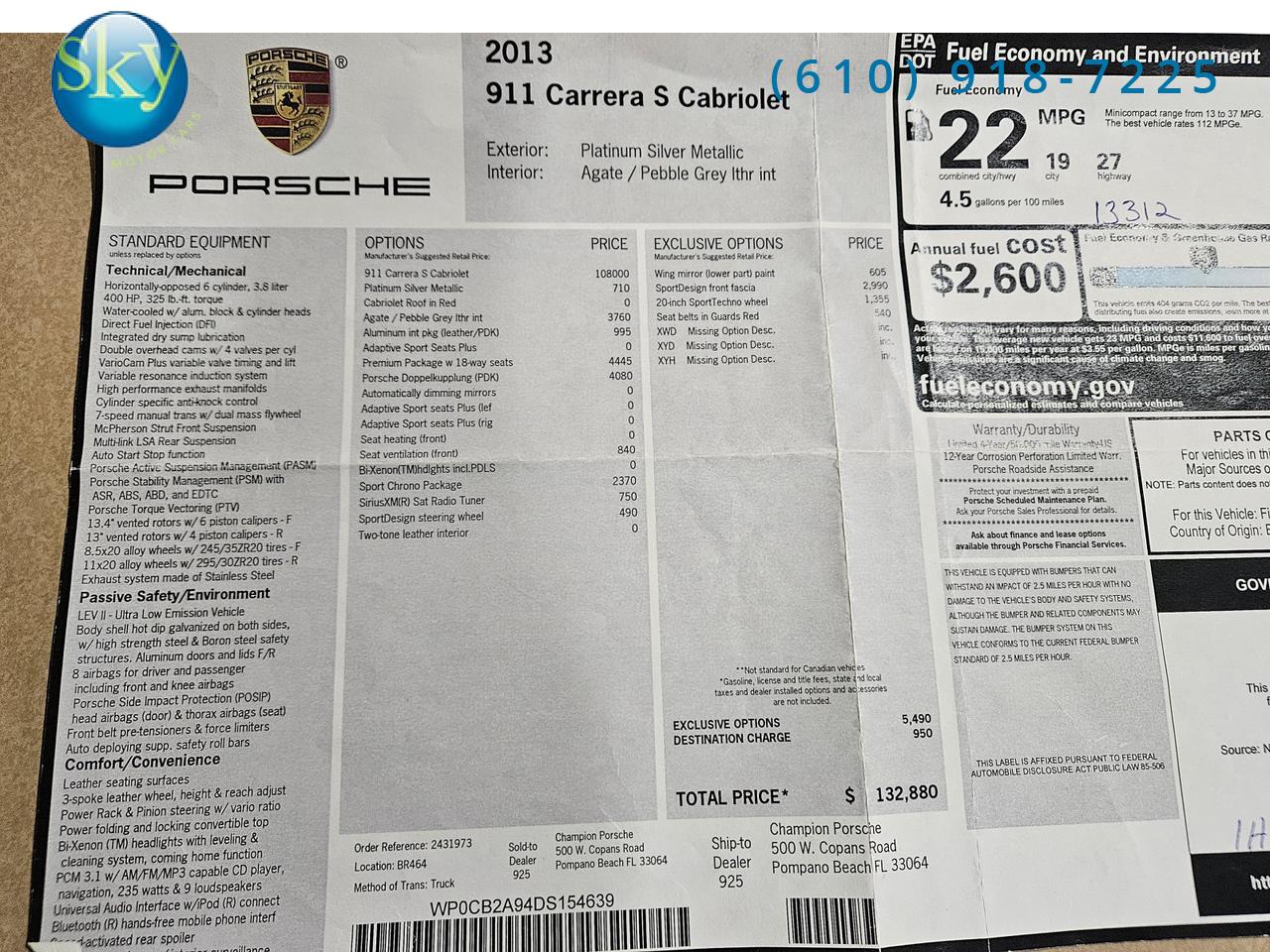 2013 Porsche 911 Carrera S Cabriolet West Chester PA