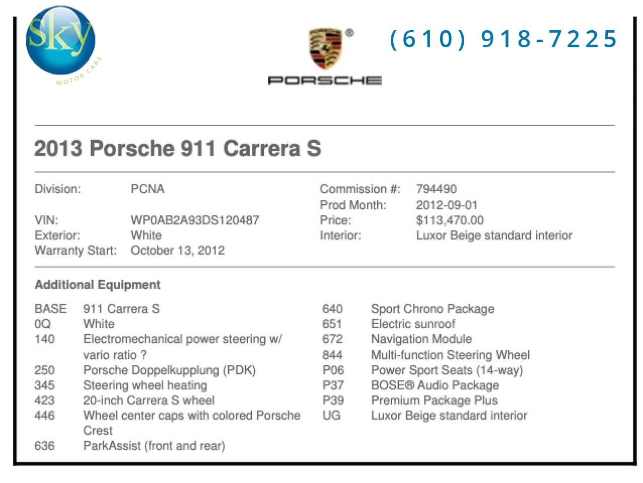 2013 Porsche 911 Coupe Carrera S West Chester PA