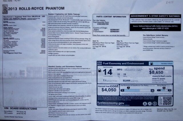 2013 Rolls-Royce Phantom ($448,355 MSRP!) *ONLY 7,000 MILES* *REAR THEATRE CONFIGURATION* *IMMACULATE* San Diego CA