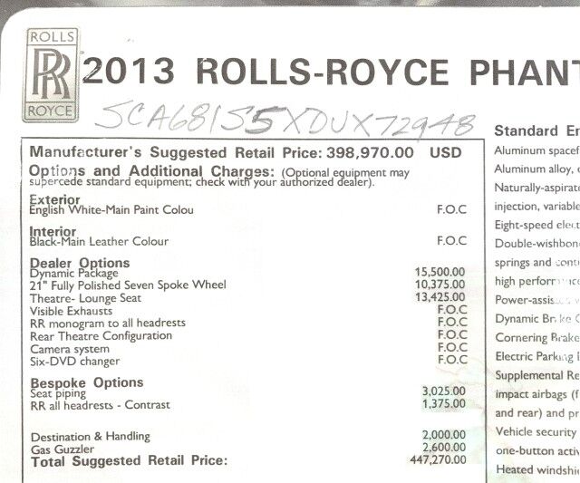 2013 Rolls-Royce Phantom Series II ($447,270 MSRP) *DYNAMIC PACKAGE* *REAR THEATRE* *IMMACULATE* San Diego CA