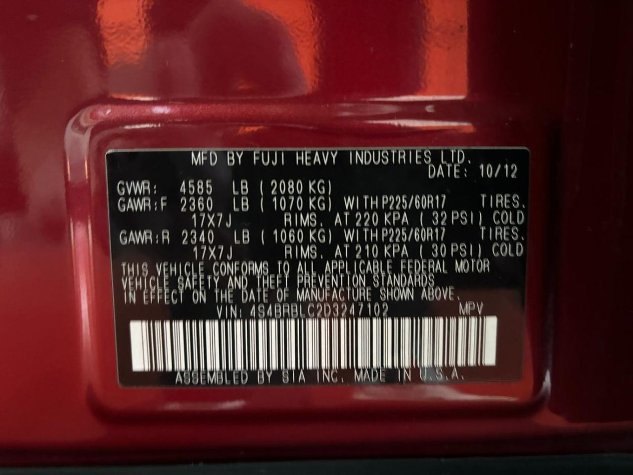 2013 Subaru Outback 2.5i Limited Franklin OH