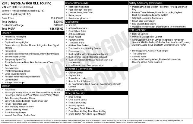 2013 Toyota Avalon XLE Touring Raleigh NC