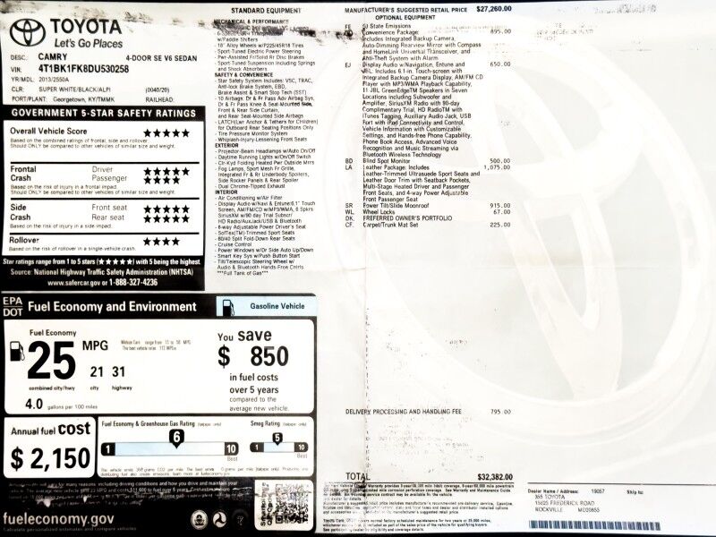 2013 Toyota Camry SE V6 Arlington VA