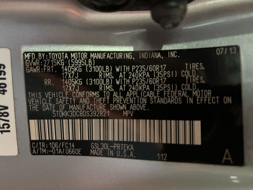 2013 Toyota Sienna LE V6 7 Passenger Auto Access Seat Franklin OH