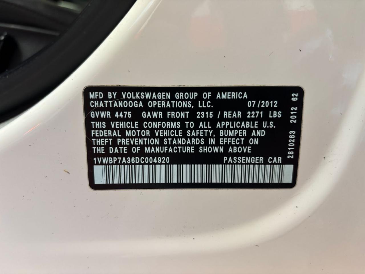 2013 Volkswagen Passat 2.5L SE Franklin OH