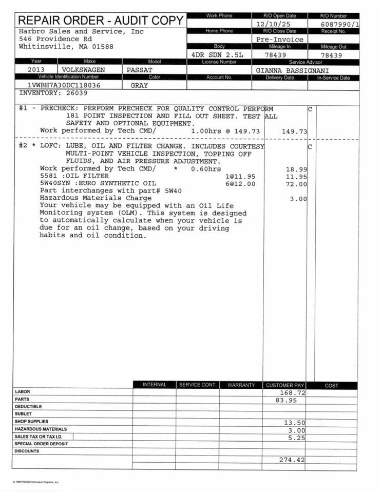 2013 Volkswagen Passat SE - FLORIDA CAR - RUST FREE - WELL MAINTAINED Whitinsville MA