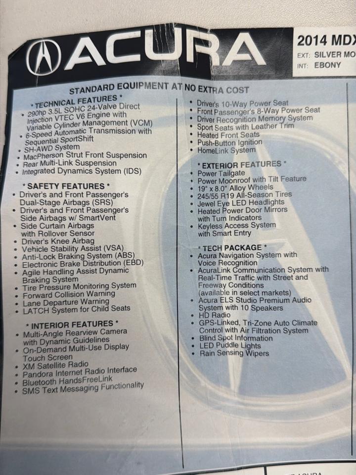 2014 Acura MDX SH-AWD Tech Pkg 1-Owner Timing Belt Serviced