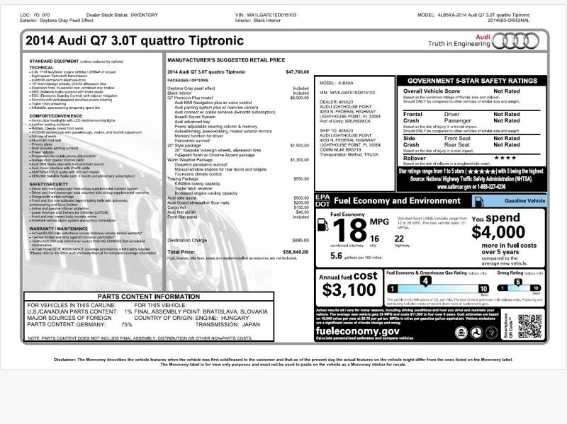 2014 Audi Q7 3.0T quattro Premium Plus
