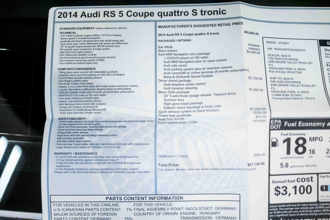2014 Audi RS5 Quattro S Tronic Marietta GA
