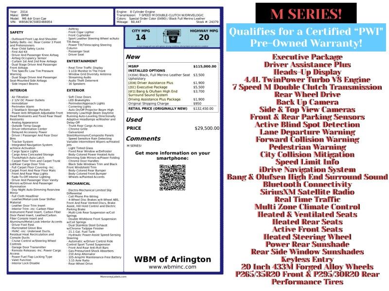 2014 BMW M6 Gran Coupe RWD