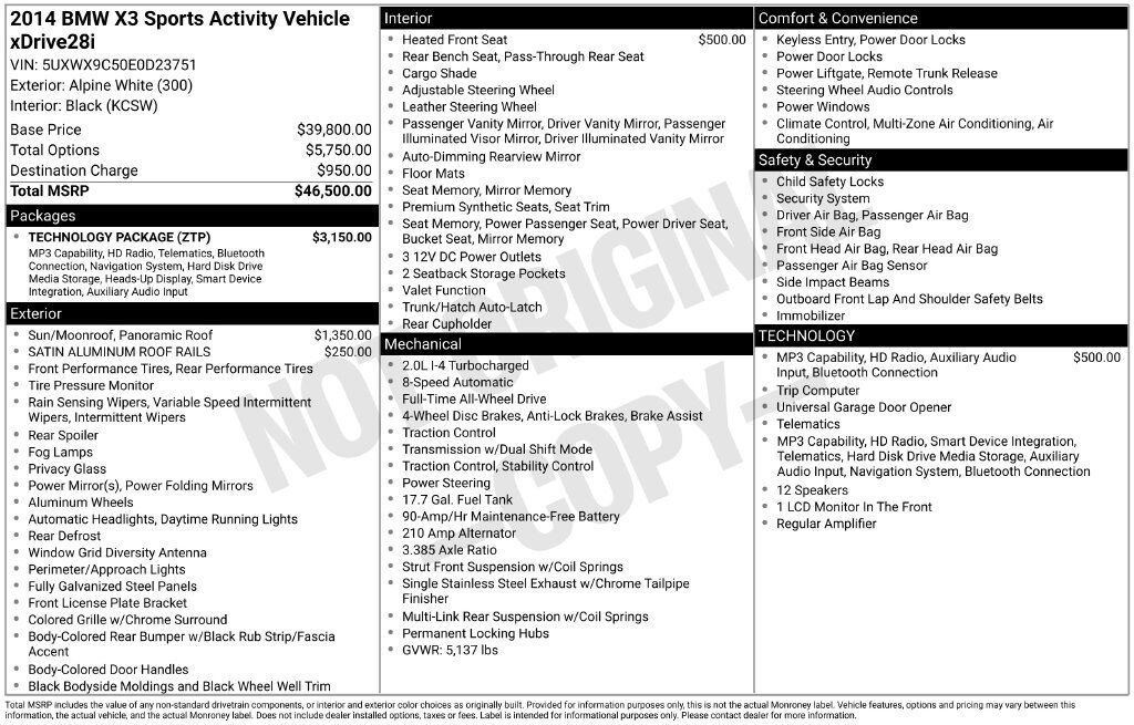 2014 BMW X3 xDrive28i OR
