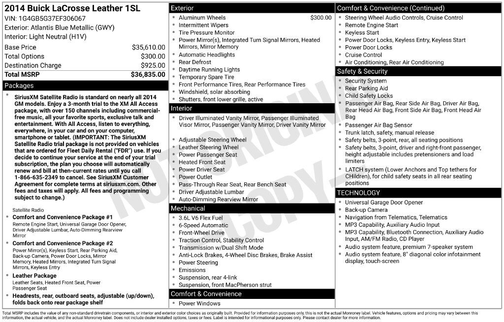2014 Buick LaCrosse Leather Group