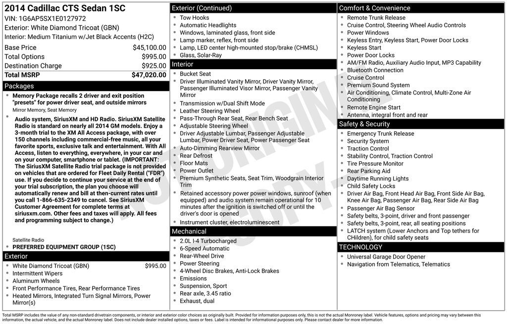 2014 Cadillac CTS 2.0L Turbo