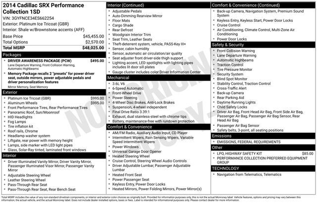 2014 Cadillac SRX Performance Raleigh NC