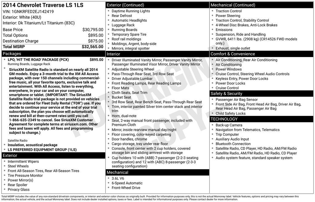 2014 Chevrolet Traverse LS Tucson AZ