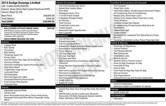 2014 Dodge Durango Limited Raleigh NC
