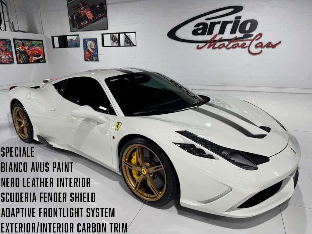 2014 Ferrari 458 Italia Speciale Bianco Avus paint, Nero interior, adaptive frontlight system, carbon galore AND MORE!!