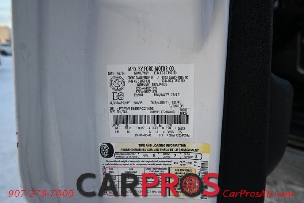 2014 Ford F-150 Platinum Limited - 6.2L V8 - All Wheel Drive - Power Heated/Cooled/Memory Leather Front Seats - NAV - Moonroof - Sony Sound System - Remote Start - Keyless Entry - Bedliner - Leer Tonneau Cover - Tow Pkg w/ Brake Controller Anchorage AK