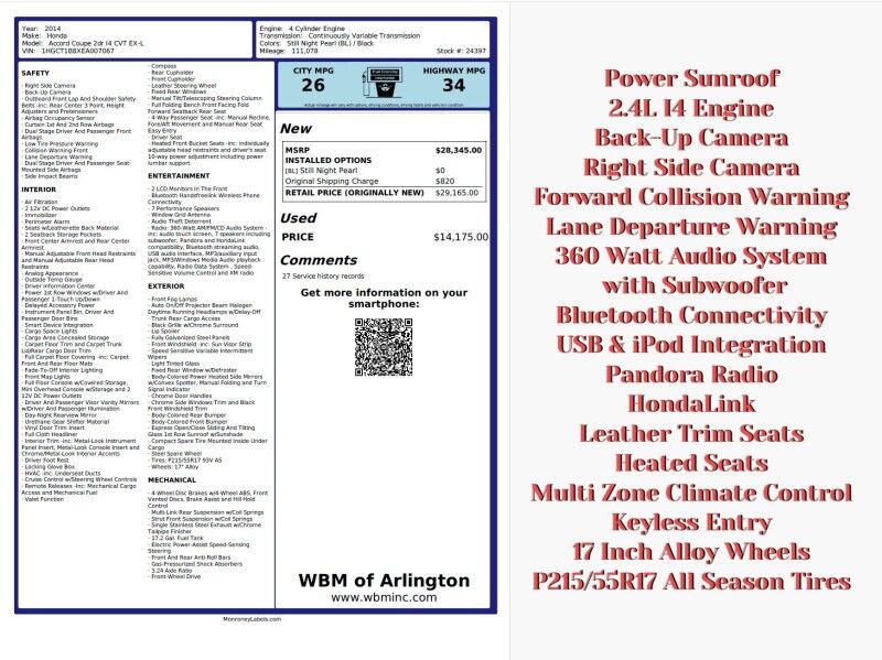2014 Honda Accord Coupe EX-L