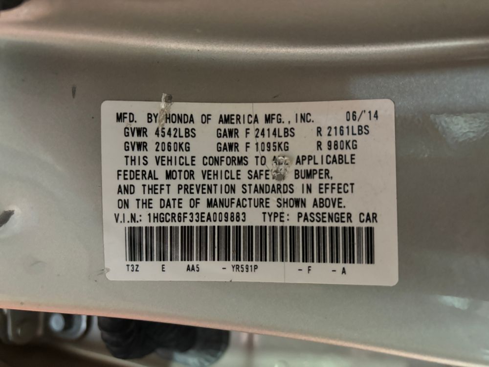 2014 Honda Accord Hybrid Base Franklin OH