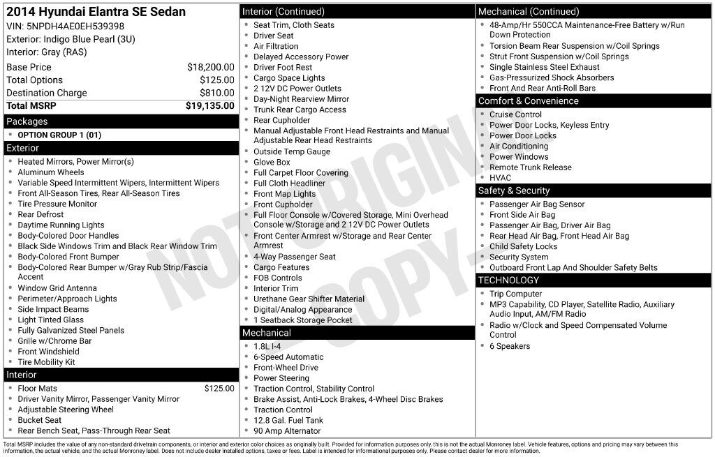2014 Hyundai Elantra SE OR