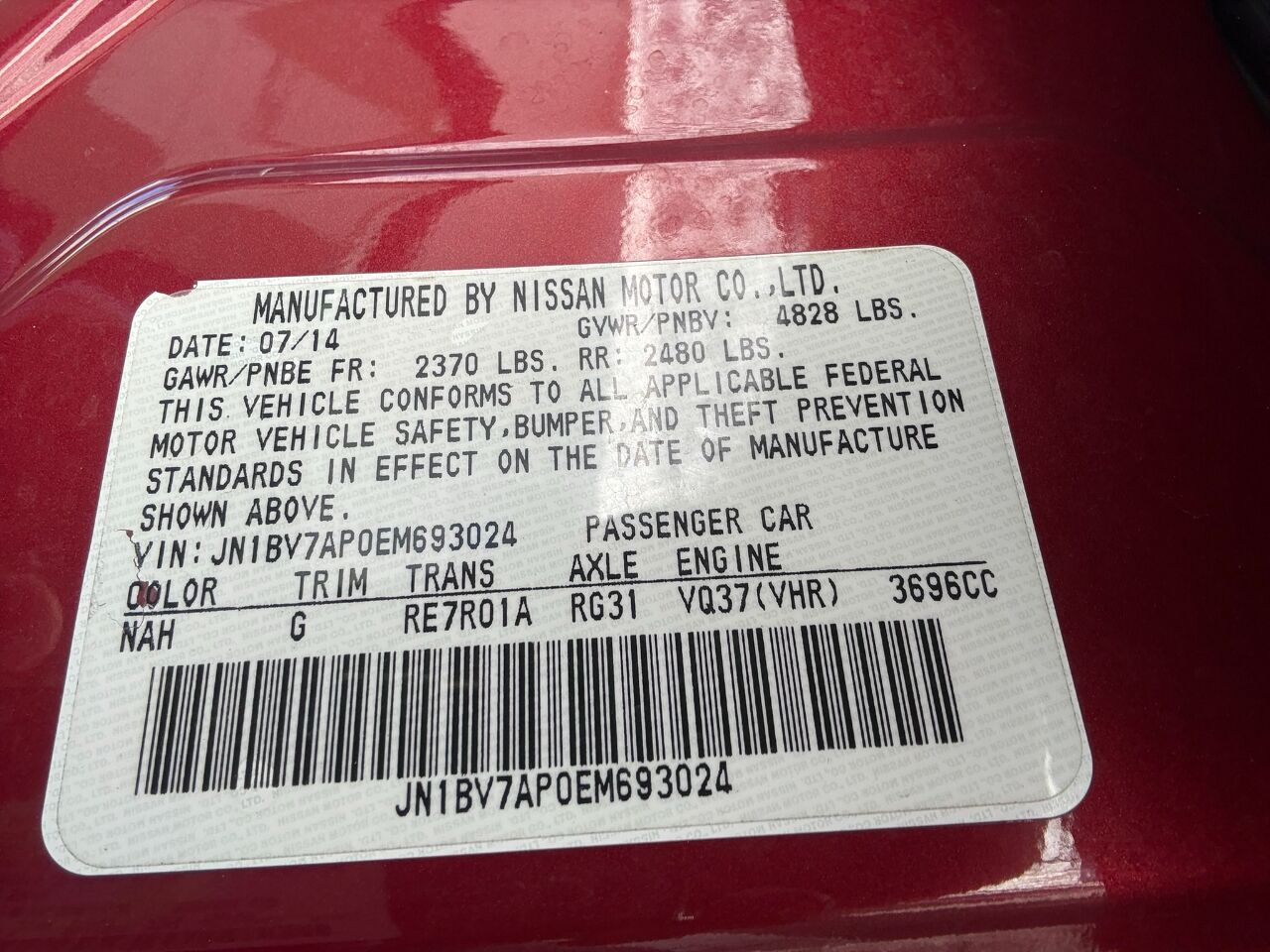 2014 Infiniti Q50 4dr Sdn RWD Jacksonville FL