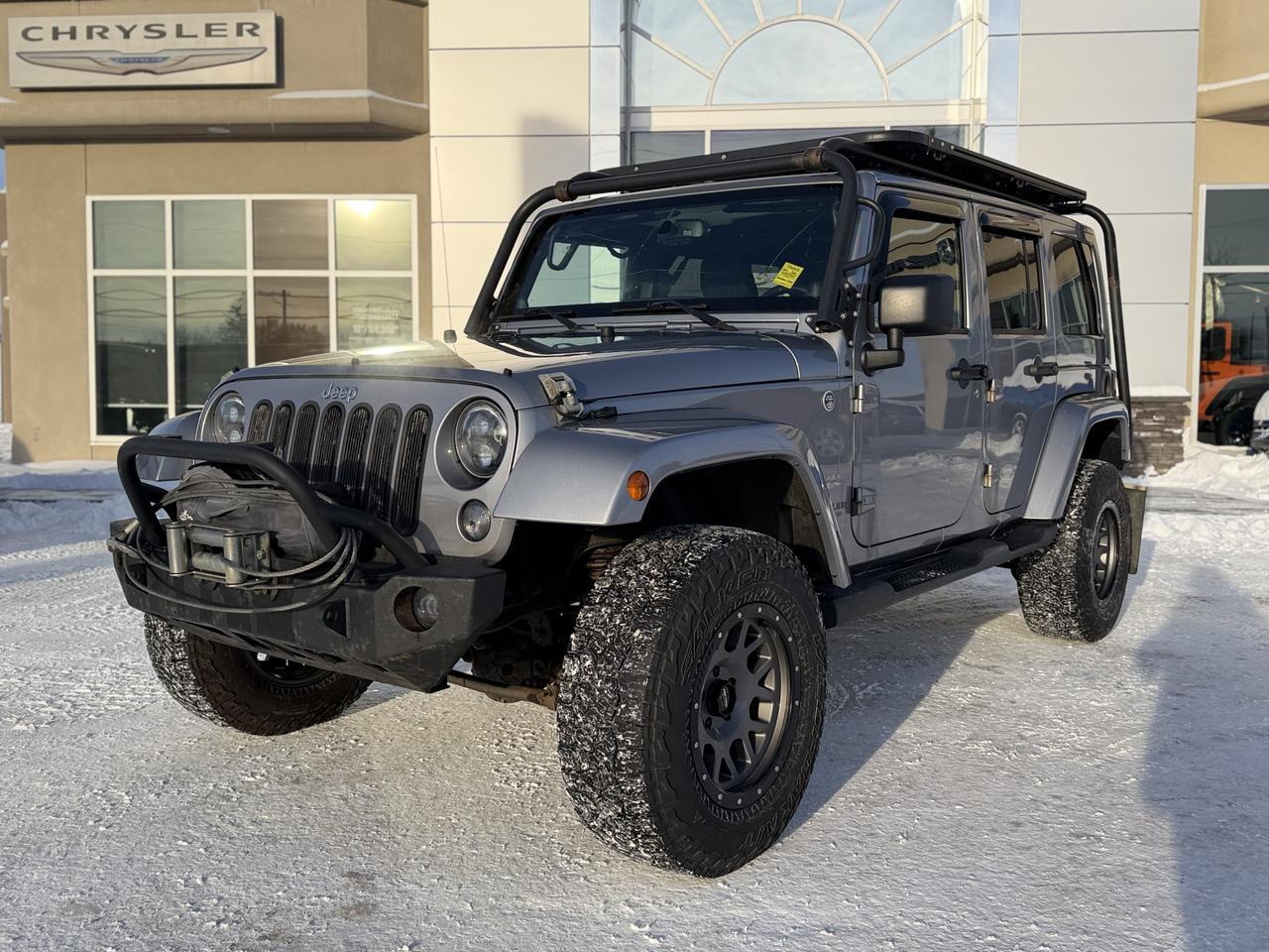 2014 Jeep Wrangler Unlimited Sahara | 2.5" Lift | Upgraded Bumpers | Rim & Tire Pkg | Overland Rack | One Owner Redwater AB