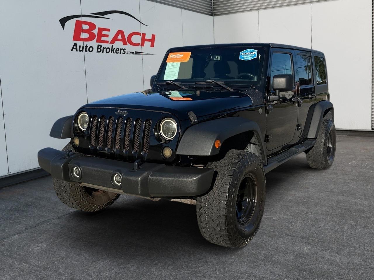 2014 Jeep Wrangler Unlimited Sport, BRUSH GUARD, 4X4, TOW HOOKS, RUNNING BOARDS, TOW PACKAGE, HEATED MIRRORS, ALL WEATHER FLOOR MATS, AUX, USB, BUILT FOR TRAILS AND READY FOR ANYTHING!