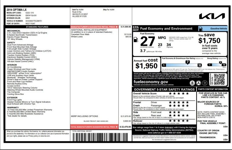 2014 Kia Optima LX Whitinsville MA