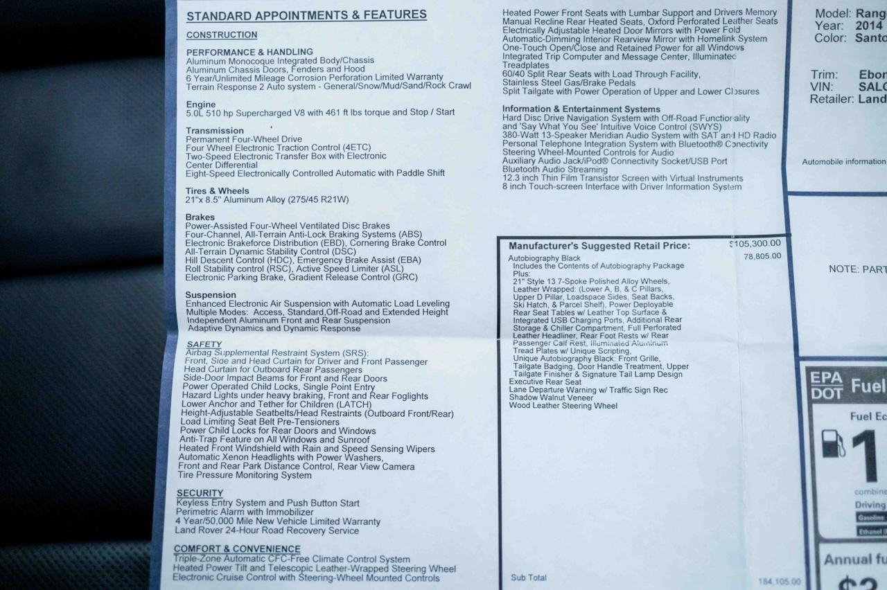 2014 Land Rover Range Rover Supercharged Autobiography Black