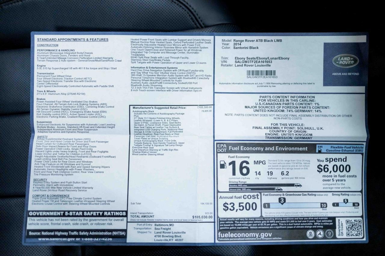 2014 Land Rover Range Rover Supercharged Autobiography Black Marietta GA