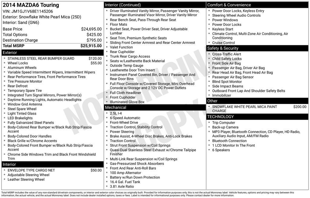 2014 MAZDA Mazda6 i Touring OR