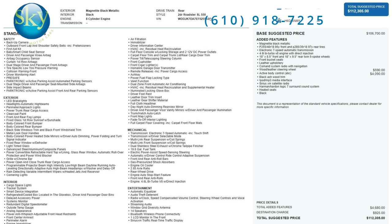 2014 Mercedes-Benz SL 550 Roadster West Chester PA