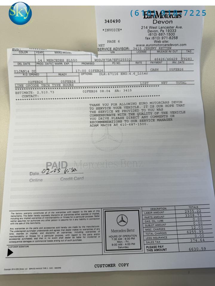 2014 Mercedes-Benz SL 550 Roadster West Chester PA