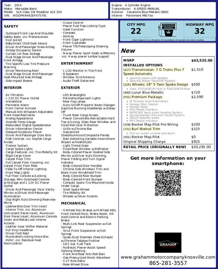 2014 Mercedes-Benz SLK-Class SLK 250 Knoxville TN