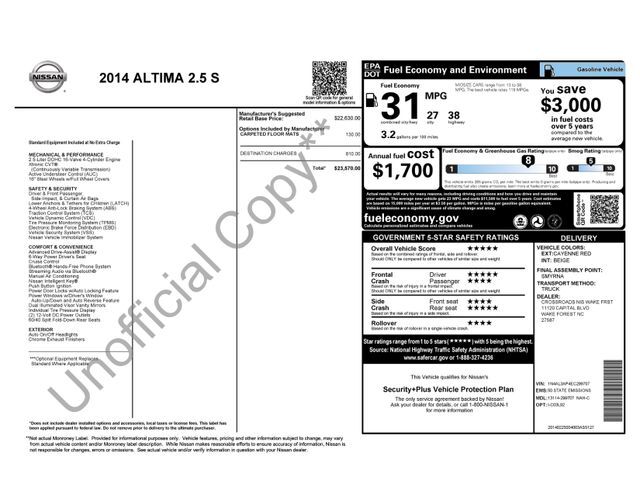 2014 Nissan Altima 2.5 S Raleigh NC