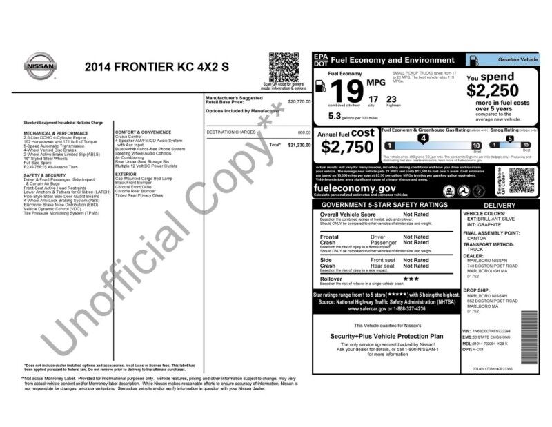 2014 Nissan Frontier S Whitinsville MA