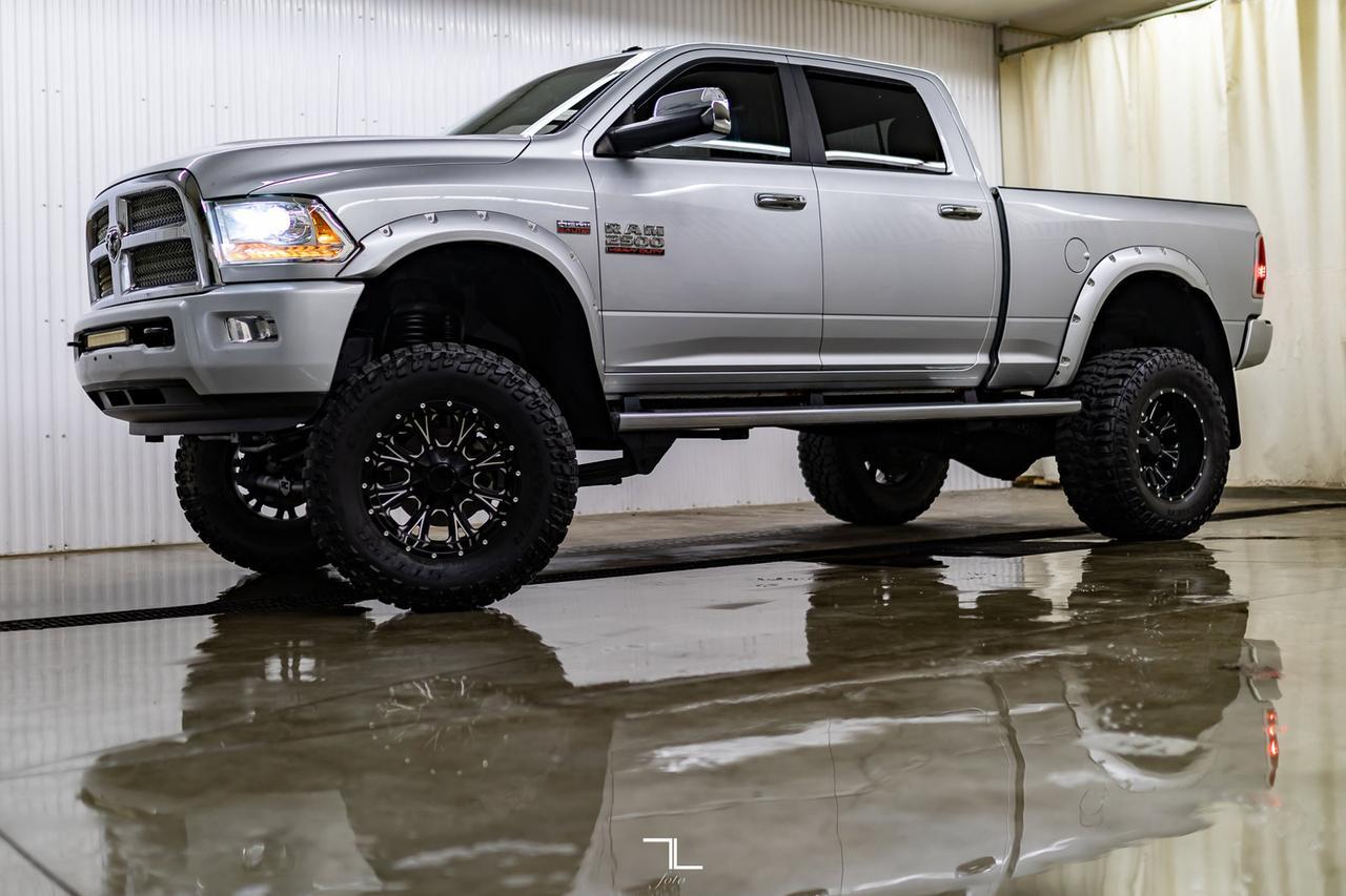2014 Ram 2500 4x4 Crew Cab Limited HEMI 8" Lift Wheels Leather Roof Nav Red Deer AB