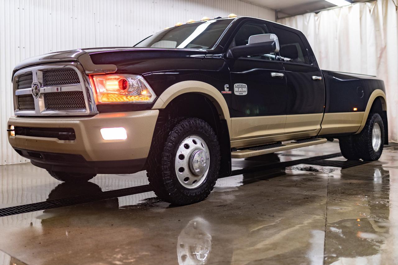 2014 Ram 3500 4x4 Crew Cab Longhorn Dually Diesel Leather Roof Nav Red Deer AB