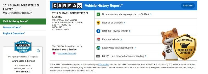 2014 Subaru Forester 2.5i Limited - 1 OWNER - EXTRA CLEAN - LEATHER - SUNROOF Webster MA