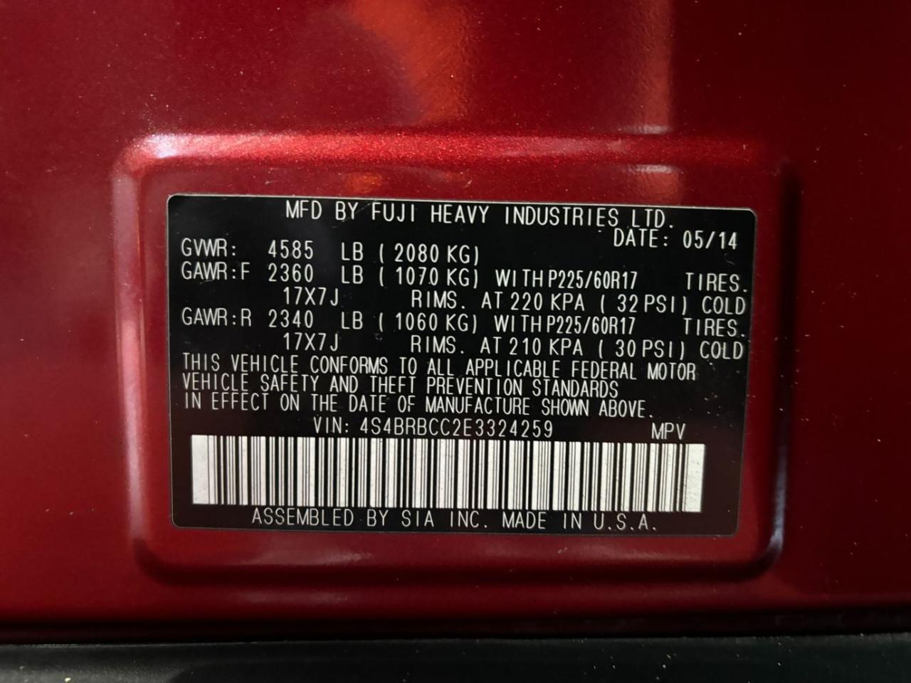 2014 Subaru Outback 2.5i Premium Franklin OH