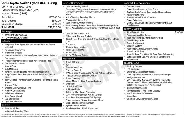 2014 Toyota Avalon Hybrid XLE Touring Raleigh NC