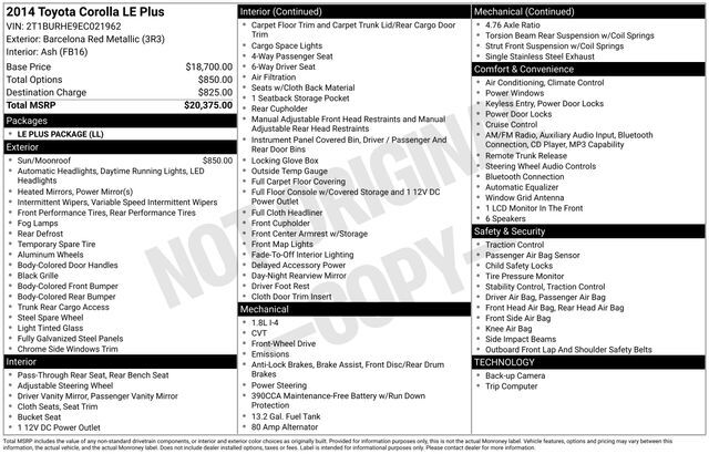 2014 Toyota Corolla LE Plus Raleigh NC