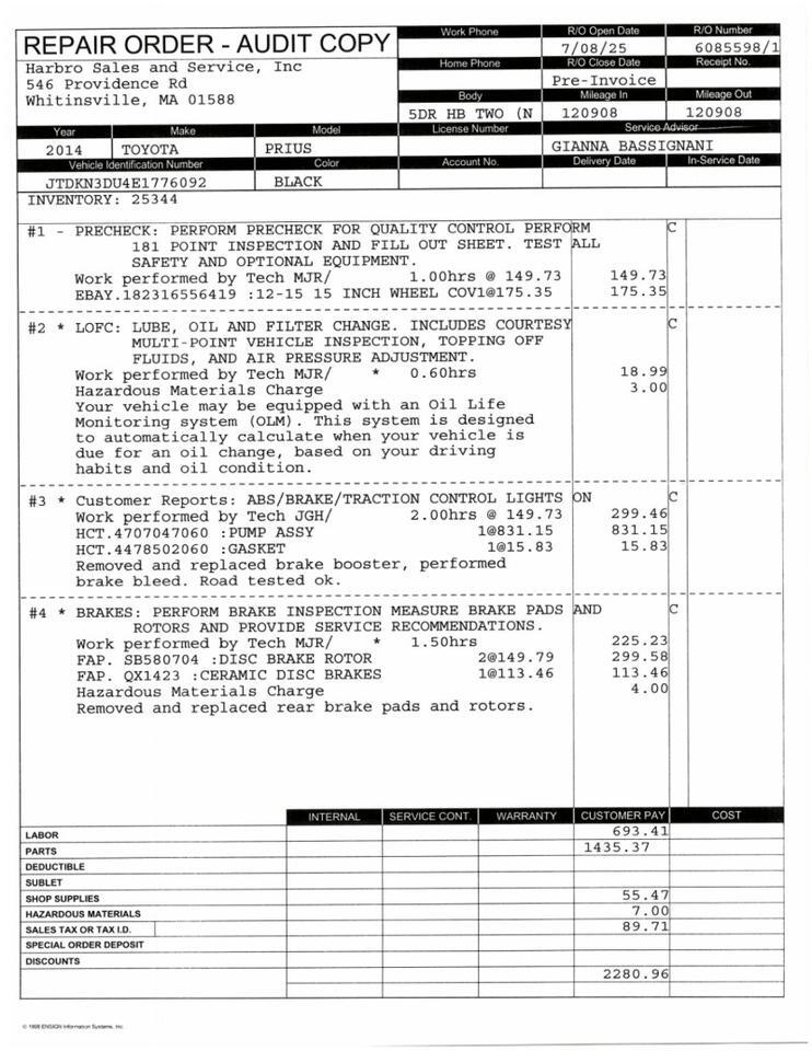 2014 Toyota Prius Two - 1 OWNER - 29 SERVICE RECORDS Webster MA