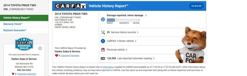 2014 Toyota Prius Two - 1 OWNER - 29 SERVICE RECORDS Webster MA