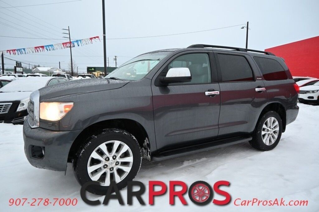 2014 Toyota Sequoia Platinum - 4x4 - 5.7L V8 - Auto Start - Front Heated and Cooled Leather Seats - Rear Entertainment - Sunroof - JBL Speakers - Bluetooth - Navigation - Backup Camera - 3rd Row - Seats 7 - Blind Spot Alert - Tow Pkg Anchorage AK