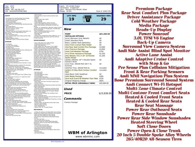 2015 Audi A8 L 3.0T quattro LWB AWD