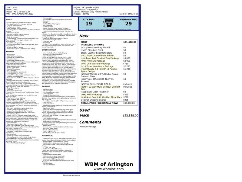 2015 Audi A8 L 3.0T quattro LWB AWD