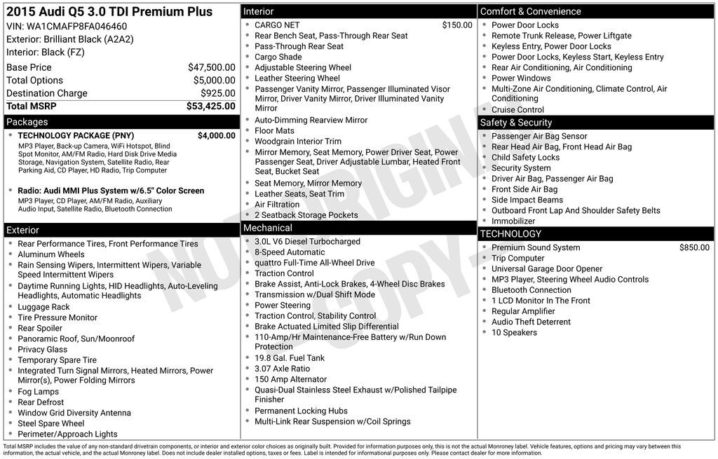 2015 Audi Q5 3.0T Premium Plus OR