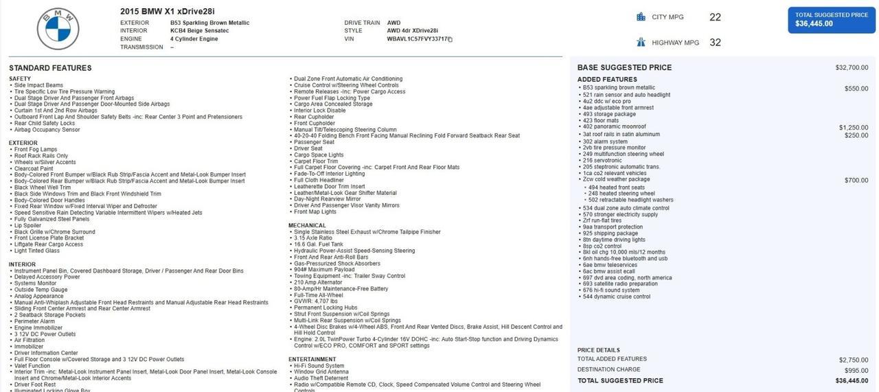 2015 BMW X1 xDrive28i